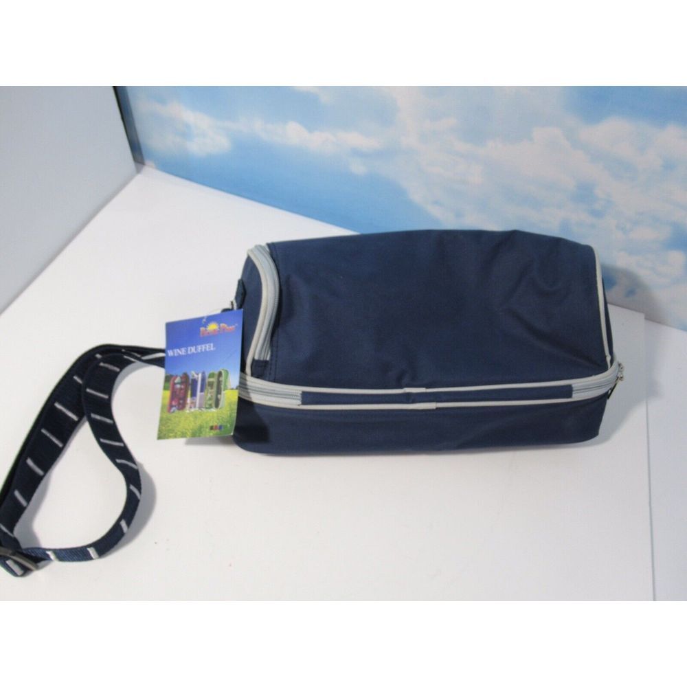 PICNIC PLUS PSM-117 Blue Canvas WINE DUFFEL Bag Case With Cups Only READ DESC